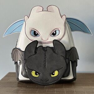 Loungefly Black and White Dragon Kids Backpack